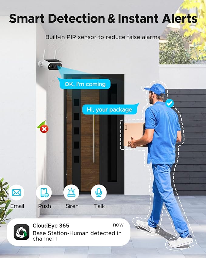 Camcamp Solar Camera Outdoor Wireless with 10" Monitor, 4MP Home Security Camera System, Solar-Powered, Color Night Vision, 10CH Expandable, 500GB Local Storage for Surveillance, 2.4 & 5GHz WiFi