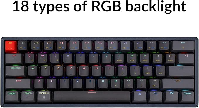 Keychron K12 60% Layout Bluetooth Wireless/USB Wired Mechanical Keyboard with Gateron G Pro Blue Switch/RGB Backlit/N-Key Rollover/Aluminum Frame, Compact 61-Key Computer Keyboard for Mac Windows…