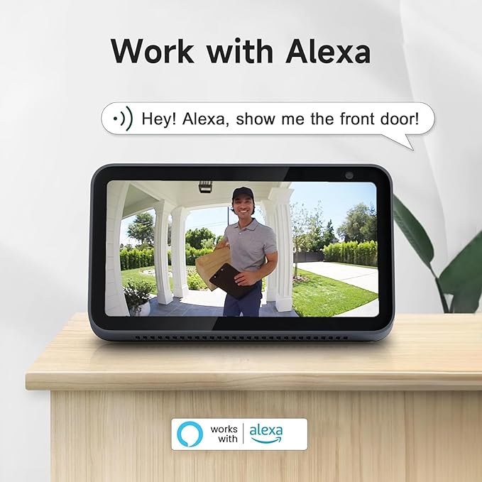 2K Dual Lens Video Doorbell Camera Wireless with Chime, Package Protection, 64GB SD Card, Voice Changer, 2-Way Audio, Night Vision, Compatible with Alexa