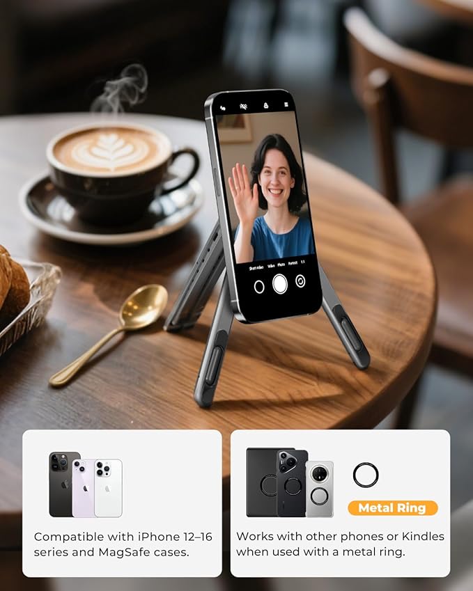 Laptop Stand, 8-Level Height Adjustable & Portable, Aluminum Alloy Holder for 10-16 inch Laptops and 4-13 inch Phones/Tablets with Magnetic Tripod