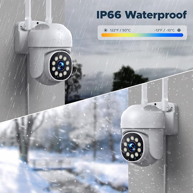 Security Cameras Wireless Outdoor, 350° Pan & 90° Tilt CCTV Camera with Auto AI Motion Detection & Spotlight Siren Alarm, WiFi Surveillance Indoor Home Camera, Color Night Vision, 2-Way Talk