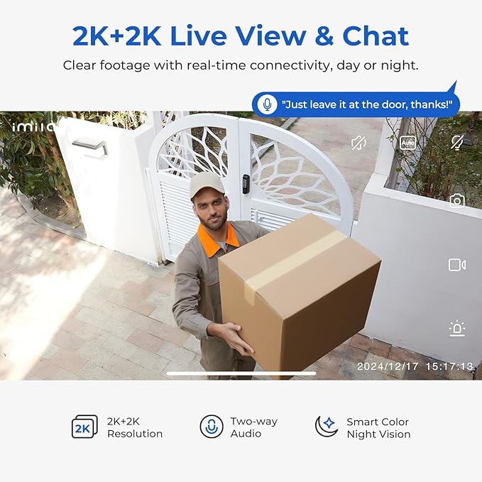 IMILAB EC6 Dual 2K+2K Plug-in Outdoor Security Camera: Outdoor Camera for Home Security w/Motion Spotlight/Siren, Wired 360° Rotate Cam, Person Tracking, 24/7 Continuous Recording, Color Night Vision