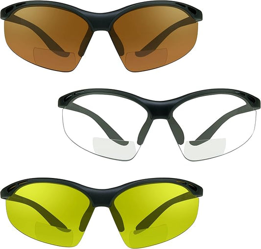 proSPORT Bifocal sunglass Safety Reader Z87 Wrap Around No Slip Grip +1.50 +2.00 +2.50 +3.00
