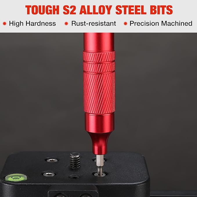 WORKPRO 24 in 1 Multi Bit Mini Screwdriver Set Magnetic, Manual Pen Screwdrivers, Tough S2 Steel Small Screwdriver Bits for Eyeglass, Watch, Laptop, Phone, Jewelry and Electronic, Red