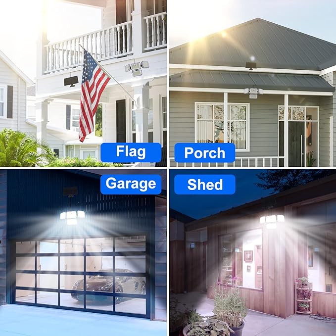 T-SUN Solar Motion Sensor Outdoor Lights, 333LED Solar Security Flood Lights with Remote Control, IP65 Waterproof 3 Lighting Modes Adjustable Wall Lights for Garden, Patio, Yard, Garage(2 Pack)