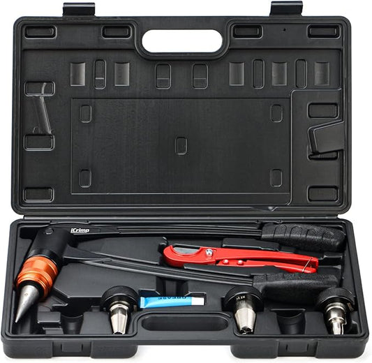 iCrimp PEX-A Expander Tool Kit with Self-Rotary Expansion Heads 1/2,3/4 and 1-Inch,PEX Cutter included for Uponor ProPEX,Wirsbo