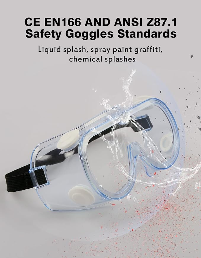 MELASA Safety Goggles ANSI Z87.1, Anti-Fog Protective Lab Goggles, Eye Protection Goggles
