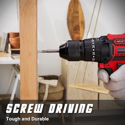 COMOWARE Drill Bit Set, 246 Pcs Drill Bits for Cordless Drill, Drill Driver Bit Set for Wood, Metal, Masonry, Cement and Screwdriver Bits Set Combo Kit, Red Case