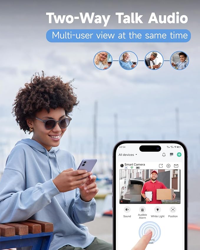 Security Cameras Wireless Outdoor,2K Battery Wireless WiFi Cameras for Home Security,AI Motion Detection,Local SD/Cloud Storage,Smart Home Cam (White 1 Pack)