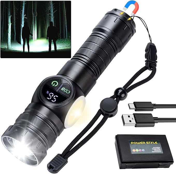 Rechargeable Flashlight High Lumens, Ewenele 990,000L High Lumens LED Flash Light, Zoomable Super Bright Handheld Flashlights with 9 Modes, Side Light, Magnetic Base, USB C, Waterproof for Emergencies