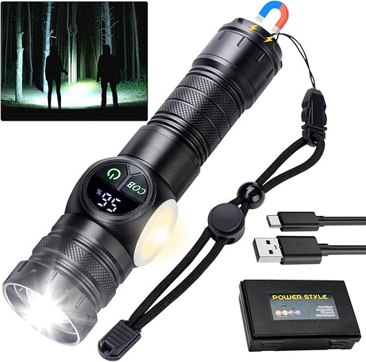 Rechargeable Flashlight High Lumens, Ewenele 990,000L High Lumens LED Flash Light, Zoomable Super Bright Handheld Flashlights with 9 Modes, Side Light, Magnetic Base, USB C, Waterproof for Emergencies