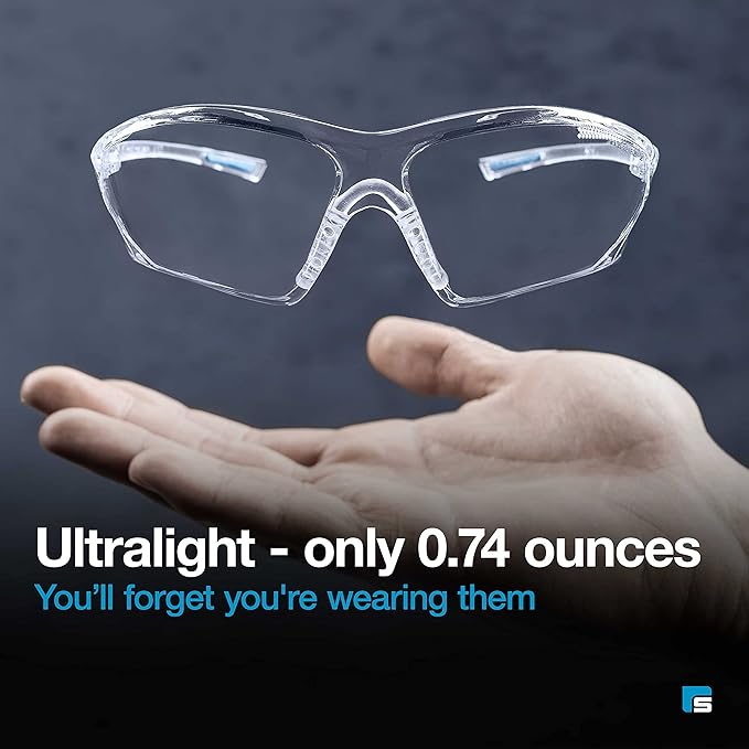 SolidWork Safety Glasses Clear Lens with Side Shields, Anti Fog, Anti Scratch, Anti-Glare, Protective Eyewear for Men & Women