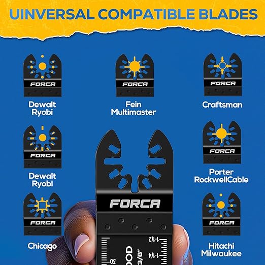 FORCA Multi Tool Blades Kits, 105pcs Universal Oscillating Tools Saw Blades for Wood, Fine Tooth Multitool Blades, Durable High Carbon Steel