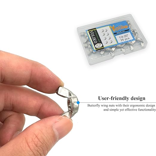 25 Pcs 1/4"-20 Wingnuts 304 Stainless Steel Wing Nuts Fasteners Parts Butterfly Nut, Hand Twist Tighten Hardware Nuts Butterfly Wing-Nut