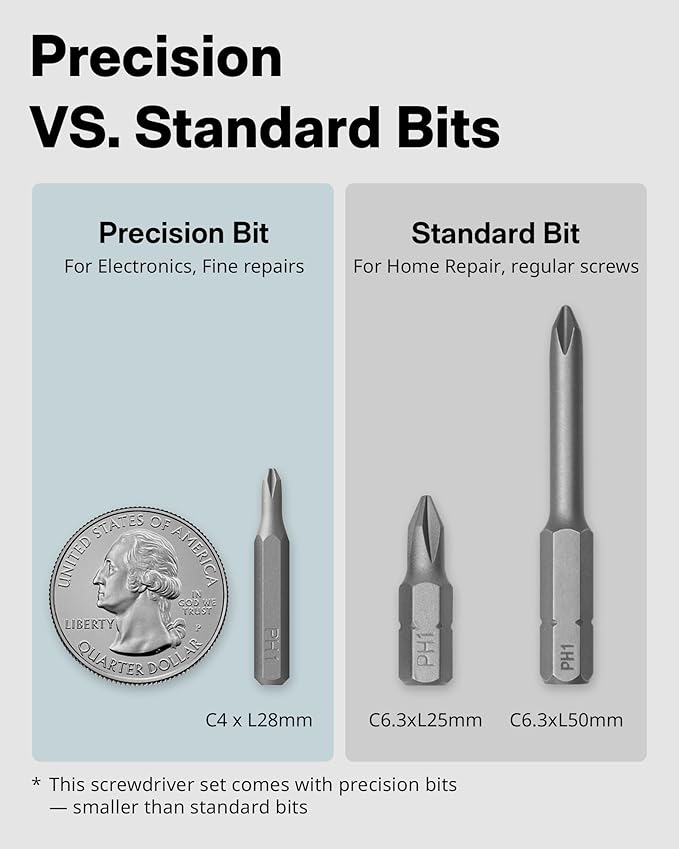 HOTO 25+24 Extra S2 Steel Bits Electric Precision Screwdriver Set, Magnetic Storage, Max. 3 N.M, USB-C Rechargeable, Mini Electric Screwdriver for Phone, Laptop, Camera Repair