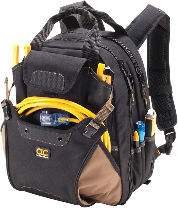 CLC Work Gear 1134 Carpenter's Tool Backpack, 44 Pockets, Padded Back Support, Black