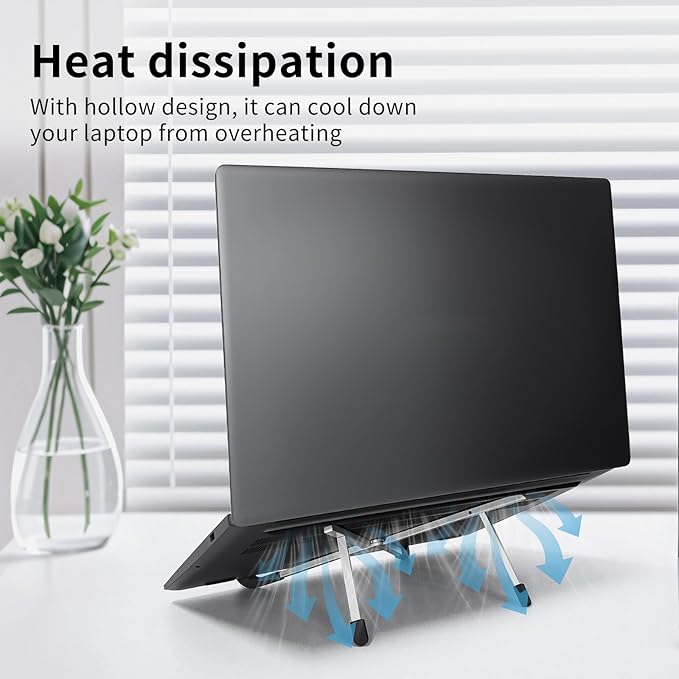 Protable Laptop Stand for Desk,Foldable Laptop Riser Holder,Ventilated Cooling Notebook Mount Computer Stand for 10-15.6” Laptops,Tablets，Aluminum