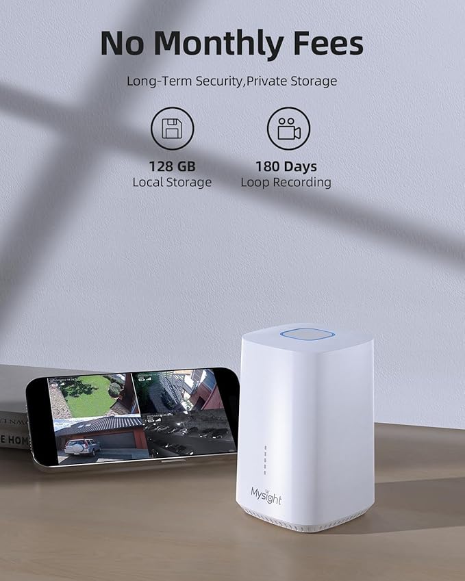 Security Cameras Outdoor Wireless, 4 Cam-Kit, No Subscription, Home Security Cameras System, 128G Local Storage HomeBase, 360° Pan & Tilt, Solar Powered, 2K Color Night Vision, Auto Tracking