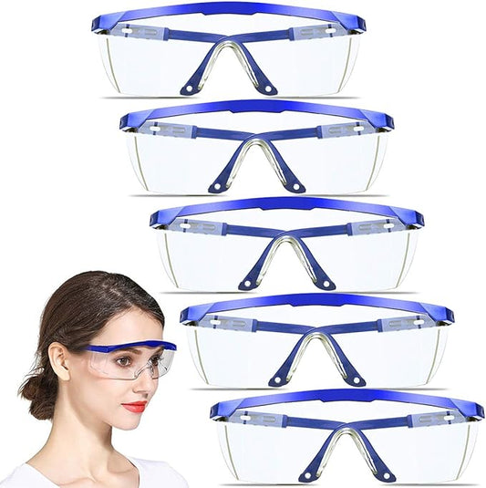 Safety Glasses, 5PCS Adjustable Wide-Vision Protective Glasses, Lightweight Fog-Proof Safety Goggles