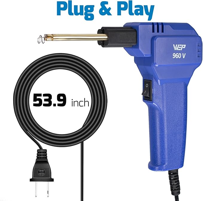 WEP 960-V Plastic Welder Kit 110V with LED Lights with 200 Hot Staples and Pliers for Car Bumper Plastic Welding, Plastic Gas Tank Repair, a Great Automotive Tools for Mechanics