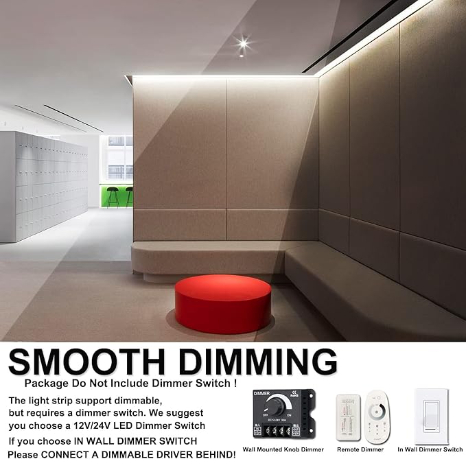 JOYLIT 24V COB LED Strip 16.4ft Dual Row IP65 Waterproof 1005lm/ft Ultra Bright CRI 95+, UL Premium 5000K Day White 125W 960LEDs/M High Density Adhesive Tape Light for Commercial, Industrial, Home