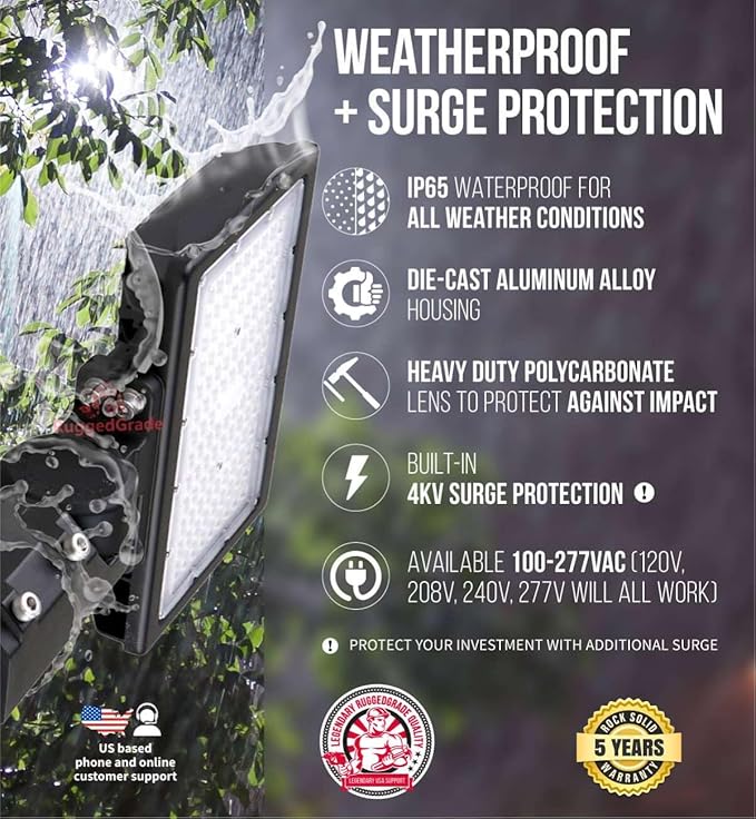 RuggedGrade 120W LED Flood Light | Kivo II CS Series | 17,400 Lumens | Color Selectable 3000K/4000K/5000K | Outdoor Waterproof Security Light | Knuckle Mount with Photocell | DLC 5.1 Premium