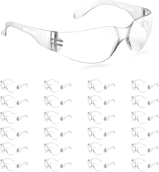 Clear Safety Glasses for Men, 24 Pack Lightweight Protective Eyewear, ANSI Z87.1 Safety Glasses, Scratch Resistant Anti Fog Safety Glasses, Certified for Construction, Shooting, and Laboratory