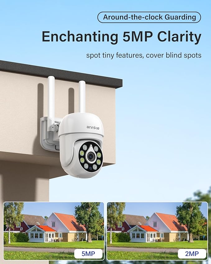 ANNKE Outdoor Wireless Camera, 360° Pan & Tilt, 5MP Camera for Home Security, Auto Tracking, 2 Way Audio, Human Detection, 8X Optical Zoom, PIR Detection, Night Vision, up to 128G, Alexa, IP66