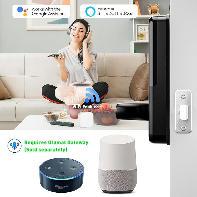 Smart Door Lock, OLUMAT Keyless Entry Door Lock Fingerprint Door Lock with Keypad Digital Lock with Handle for Home, Rental, Garage, Office and Hotel