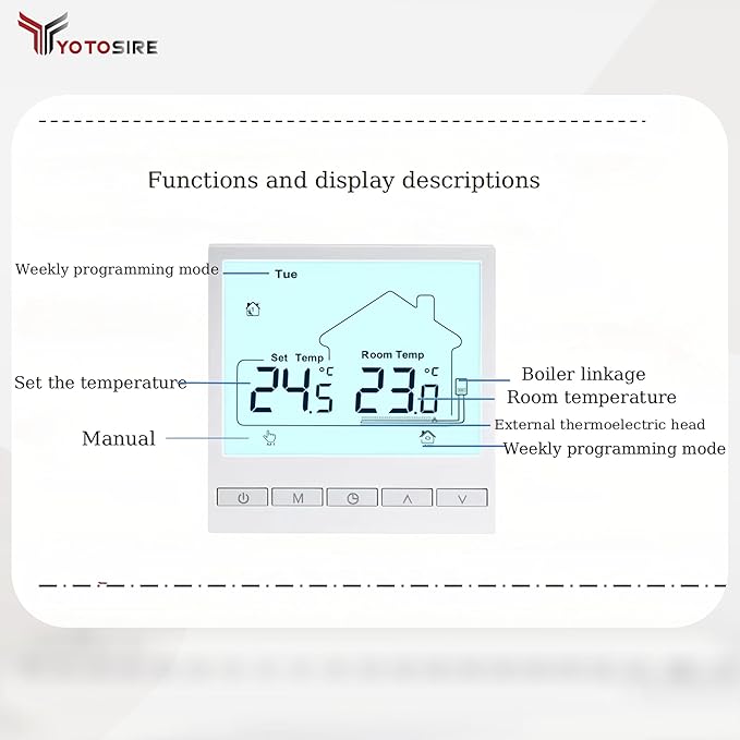 WiFi Programmable Thermostat for Radiant Floor Heating - 120V/240V Dual Voltage, Smart Home with Floor and Air Sensor, Touchscreen Display, Energy Saving