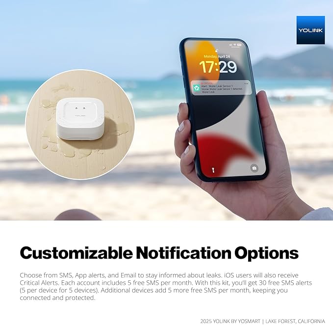 YoLink DIY Automatic Water Leak Detection & Shut-Off Starter Kit, EVO Valve Operator, Wireless Valve Controller, (3) Leak Sensors, Hub