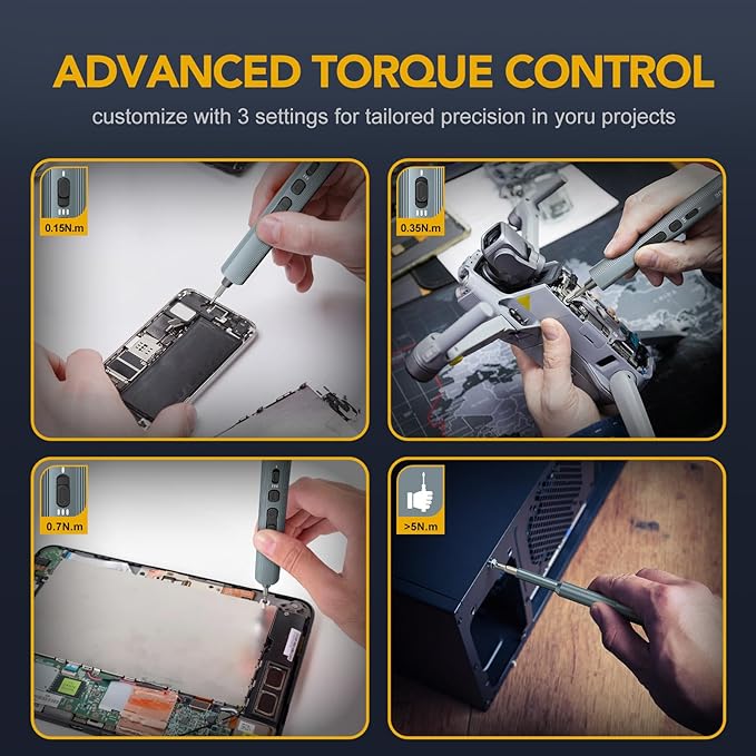 VIGRUE Precision Screwdriver Set, Mini Electric Screwdriver with 140 Magnetic Precision Bits, Professional 650mAh 3 Torque Settings for Laptop Camera Watch Drones Repair, USB Charging (JM-02)