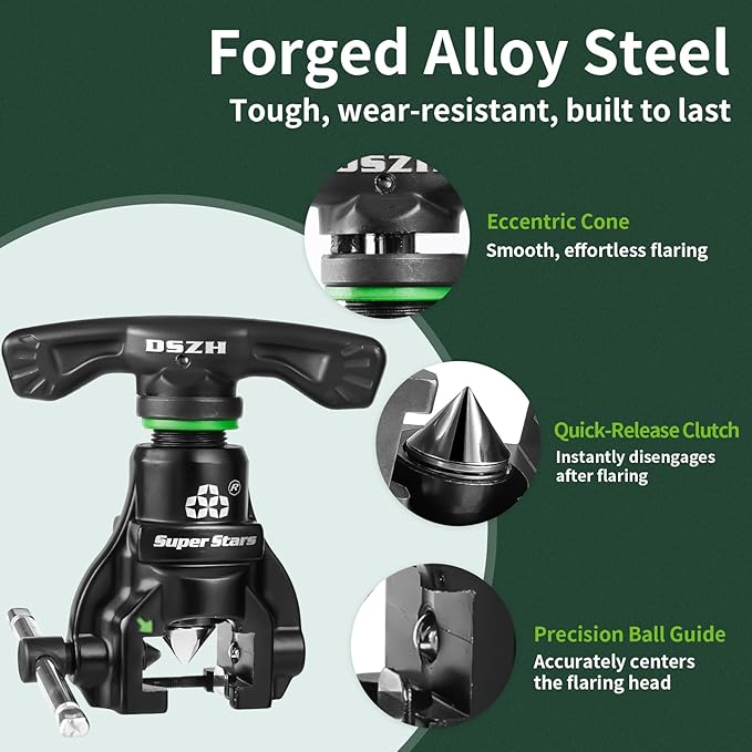 Super Stars Flaring Tools for 1/4in - 3/4in HVAC Single Flare 45 Degree Eccentric Cone Type Flaring Kit for Copper Pipe Tube