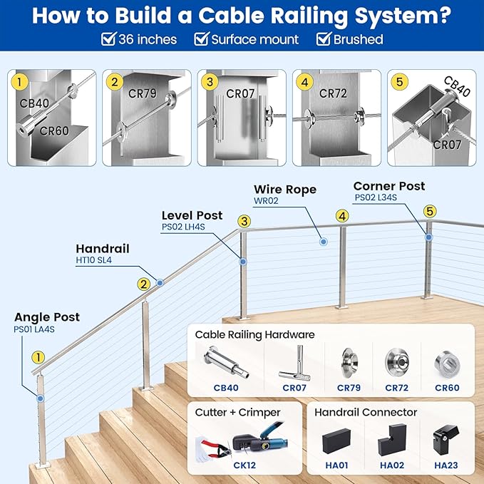 Muzata Custom Cable Railing Crimping Tool Hydraulic Crimper Hydraulic Crimping Tool for 1/8" Stainless Steel Cable Railing Kit Wire Rope Swaging Kit CR09