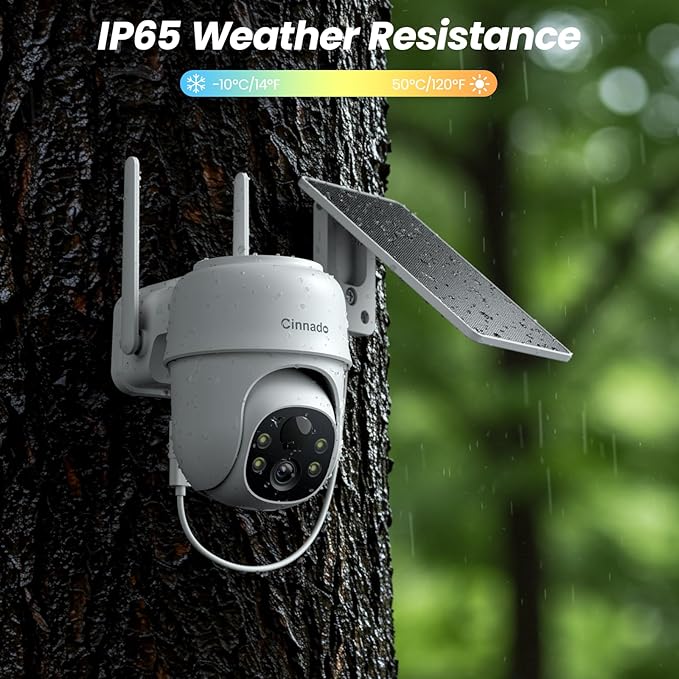 2K Cameras for Home Security-2.4G WiFi Outdoor Camera Wireless Solar/Battery Powered with solar panel, 360° Viewing, AI Human Detection, Color Night Vision, with SD Storage, Works with Alexa(2 Pack)