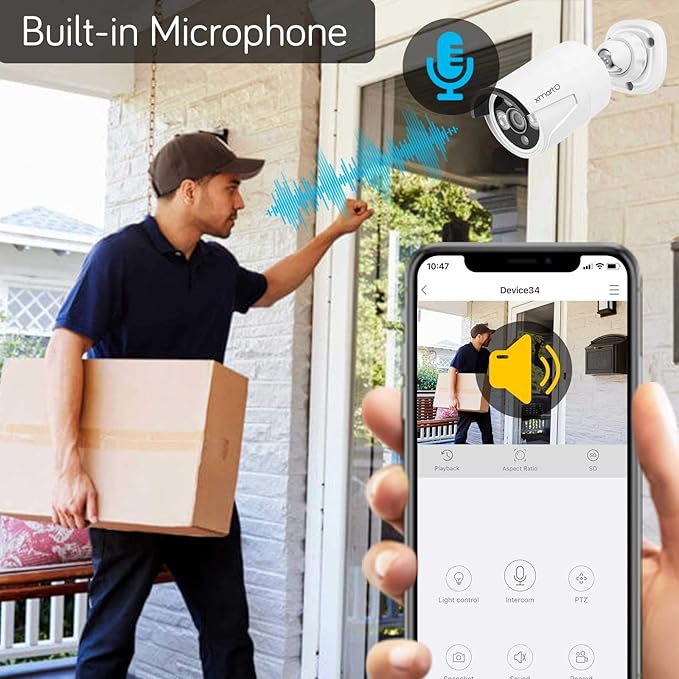 XMARTO Wireless Security Camera System 10CH 8PC 3MP Wireless Security IP Camera System(Built-in Router, Plug N Play, Mobile View, Night Vision, Supports Audio Microphones)