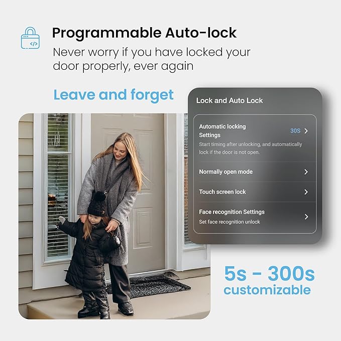 Lockly Secure Plus, Keyless Entry Door Lock, Smart Locks for Front Door, Smart Lock Deadbolt, PIN Genie® Keypad, 3D Biometric Fingerprint Sensor, Auto Lock