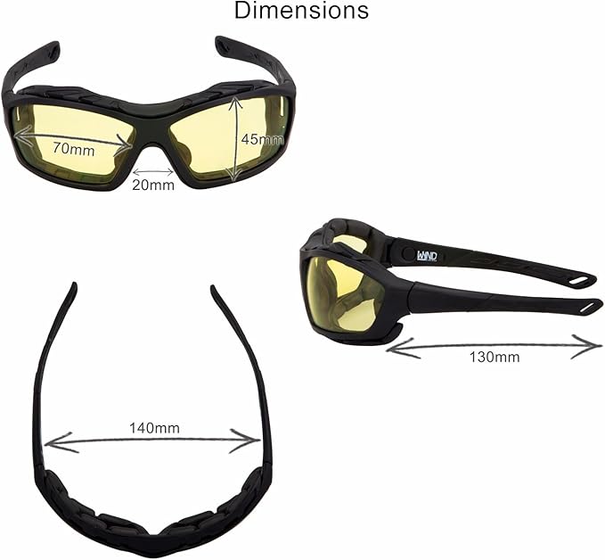WYND Blocker Motorcycle Riding Glasses Extreme Sports Wrap Sunglasses (Black/Yellow)