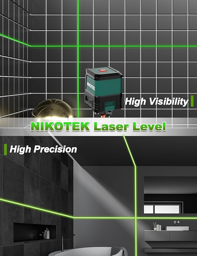 Laser Level, Self-leveling Green Line Laser With Horizontal and Vertical Lines for Construction and Picture Hanging, Battery Included