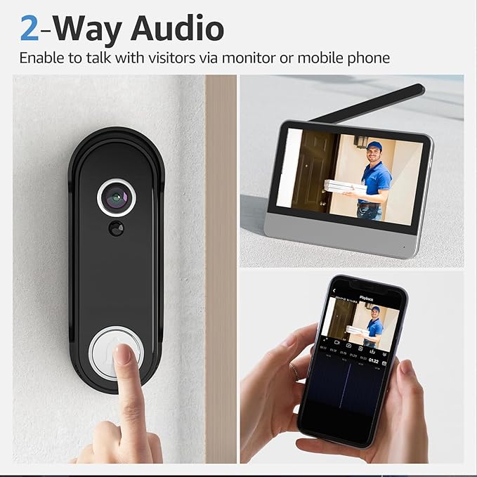 Wireless Smart Video Doorbell System,7" Touchscreen Display,1080P Video Doorbell Camera with Motion Detection,2-Way Audio,Local Storage No Subscription, Easy Install Without Wiring