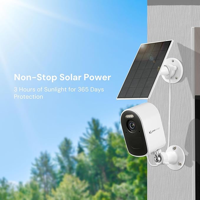 2K Solar Security Cameras Wireless Outdoor, WiFi6 Solar Security Camera for Outside Wireless, Color Night Vision, 2.4/5GHz WiFi, IP66 Weatherproof, Compatible with Alexa, No Monthly Fees