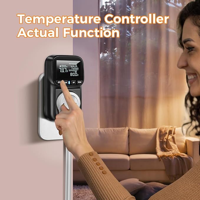 Diymore Digital Temperature Controller Outlet,1800W Plug in Thermostat,Heating Cooling Mode,120V Incubator Room Thermometer Gauge Reptile Thermostat Greenhouse Thermometer for House Pool Thermometer