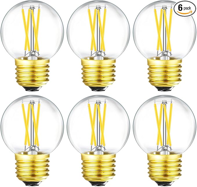 Leools Dimmable E26 LED Bulb 4W Equal E26 40 Watt Light Bulb,E26 Globe Edison Light Bulbs,Daylight 4000K G16.5 Light Bulb led for Pendant,Chandeliers,Vanity,Wall sconces, AC120V,400lm.6Pack