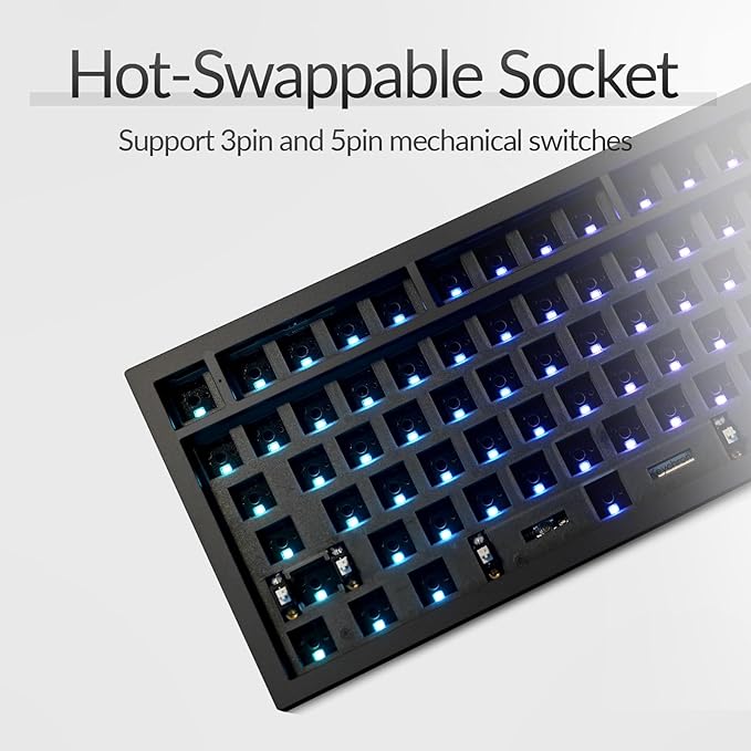 Keychron Q6 Max QMK/VIA Wireless Custom Mechanical Keyboard Barebone Knob Version, Full-Metal Hot-Swappable RGB Backlight 2.4 GHz/Bluetooth/Type-C Wired for Mac/Windows/Linux - Black