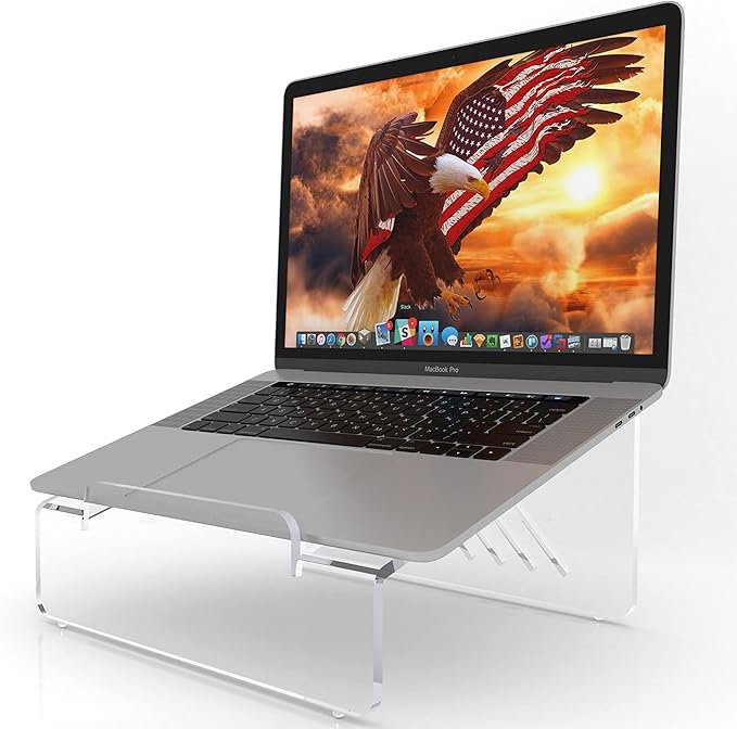 6MM Thick Clear Acrylic Laptop Holder, Portable & Ergonomic Laptop Stand for Desk, Clear Laptop Riser Compatible 10 to 17 inches Laptops & MacBook | Made in USA