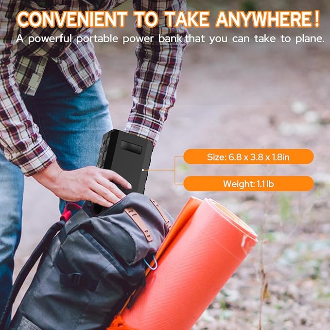 powkey 88Wh Portable Power Station 24000mAh Camping Solar Generator(Solar Panel Not Included) Lithium Battery Power 110V/65W AC, DC, USB QC3.0 for Home Camping Emergency Backup Black