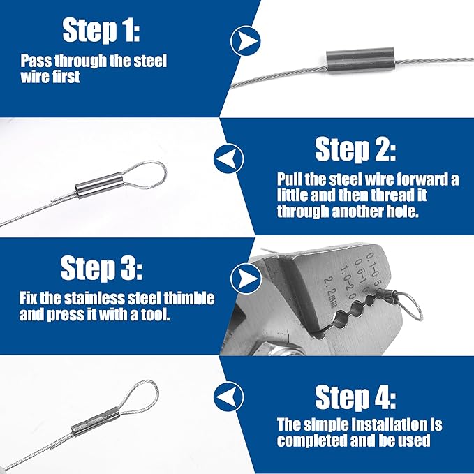 Fishing Crimping Pliers Crimp Sleeves Set,Wire Rope Crimping Tool Kit Heavy Duty Wire Leader Rope Crimper Plier 4 Size Crimping (Stainless Steel Plier+300pcs Mix Crimper Sleeves)