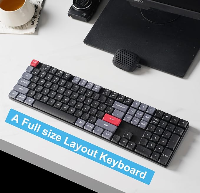 Keychron K5 Pro Wireless QMK/VIA Custom Mechanical Keyboard, 100% Full Size Layout 108 Key Programmable, Ultra-Slim RGB Backlit Low Profile Gateron Brown Switch Bluetooth/Wired for Mac Windows Linux