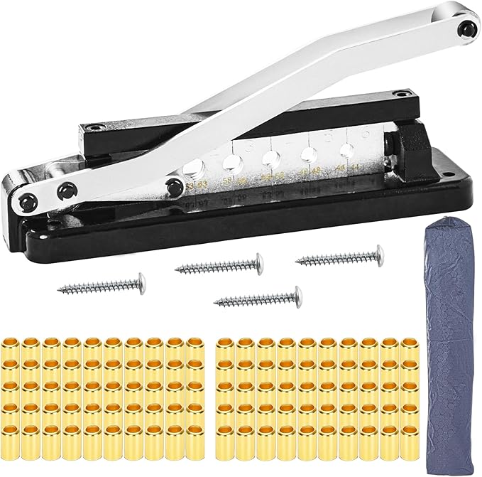 Heavy Duty Ferrules Hose Crimper Kit, Air Hose Crimping Tool Fits 1/4, 5/16, 3/8 Inch ID Hoses, Air Hose Crimper with Ferrules Fittings (100PK), 0.593" ID & 0.656" ID, Air Hose Repair Kit