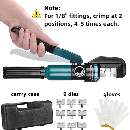 Steel DN Mate Hydraulic Crimping Tool/Hydraulic Crimper with Dies for Stainless Steel Cable Railing Hardware,Battery Cable Crimping Tool DC01